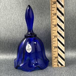 Vintage Fenton Glass Bell Cobalt Blue Fluted Design USA Glows Under UV Light
